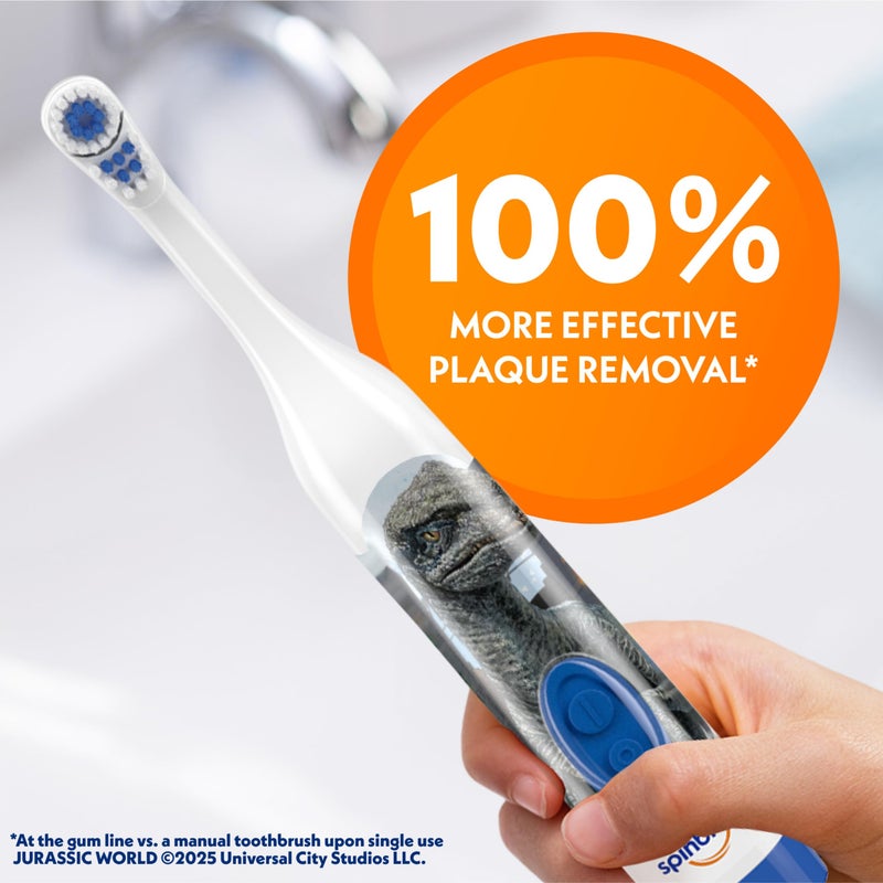 Spinbrush Jurassic World Battery Powered Electric Toothbrush for Children Ages 3+ with 1 AA Battery, Soft Head Bristles, Leakproof SoftSwitch, Ready-to-Use - Image 3